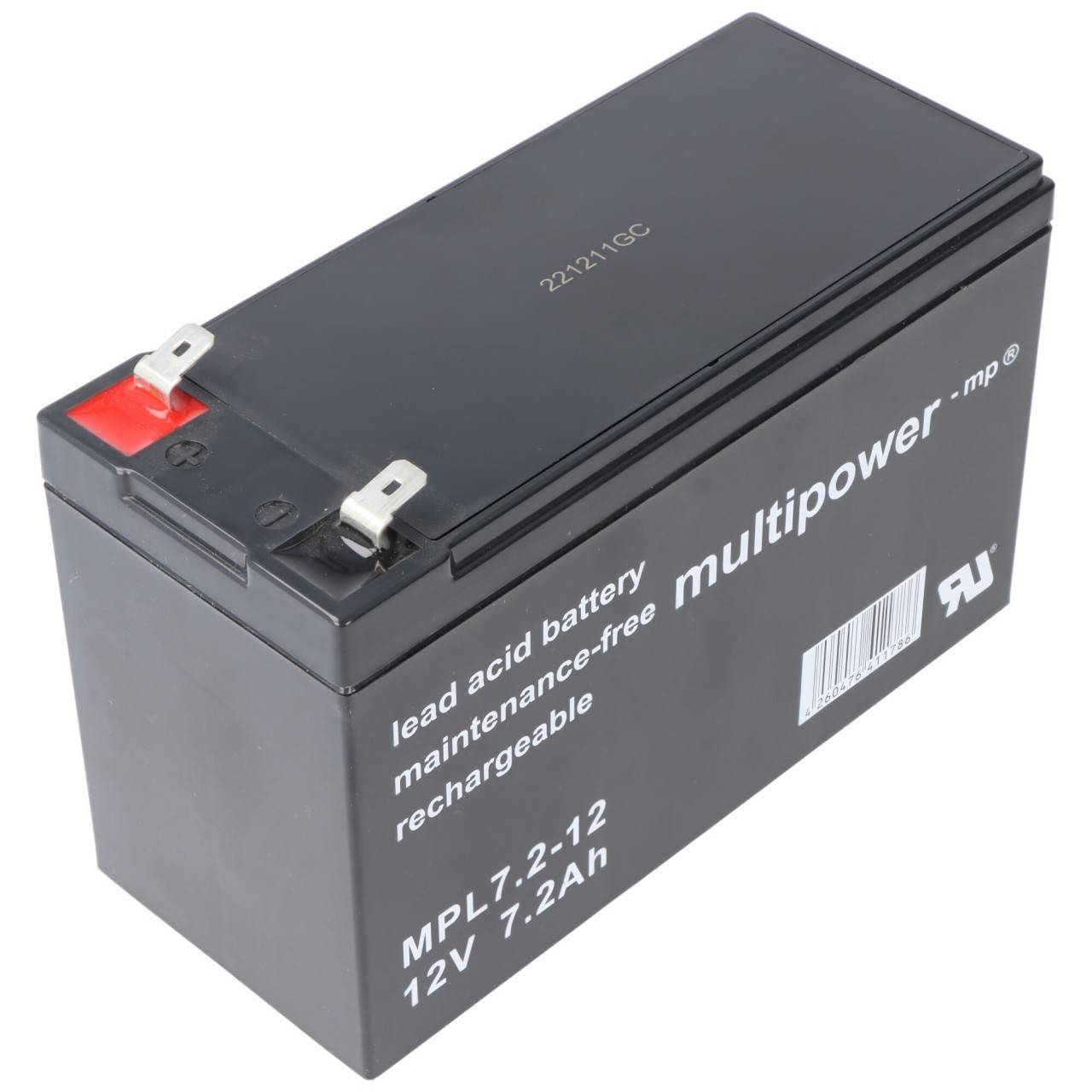 Batteria al piombo multipower MPL7.2-12 12V 7.2Ah Batteria al piombo gel AGM
