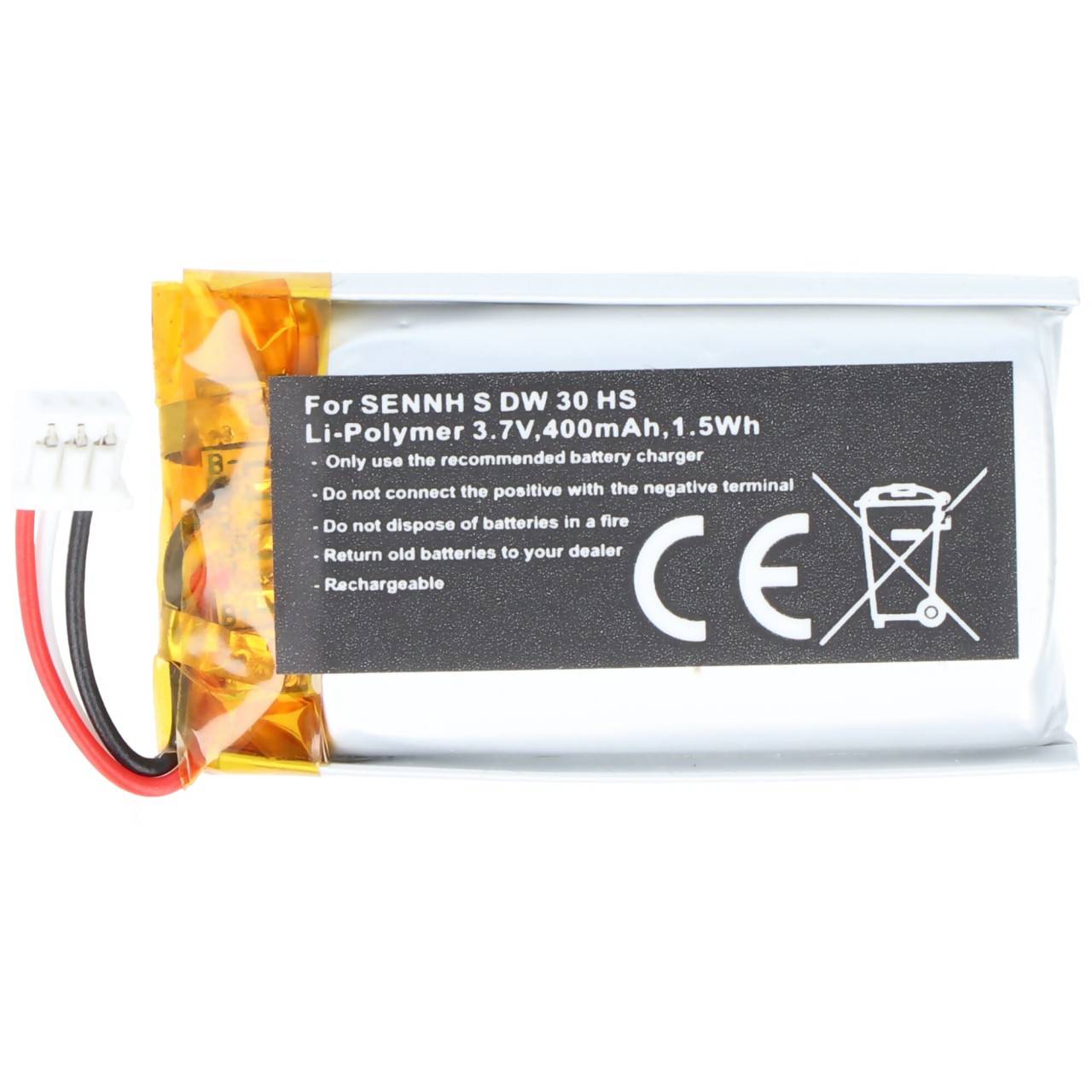 Batteria adatta per Sennheiser SDW 30 HS, Li-Polymer, 3.7V, 400mAh, 1.5Wh, integrata, senza attrezzi-2