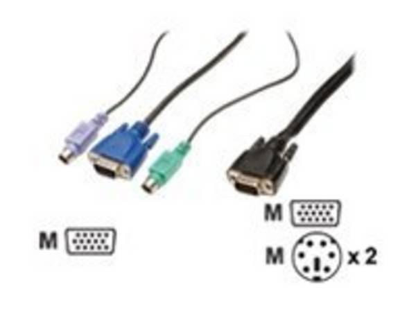 DIGITUS - Tastatur- / Video- / Maus- (KVM-) Kabel - HD-15 (VGA) (M) bis PS/2, HD-15 (VGA) (M) - 3 m - für Digitus DC-713
