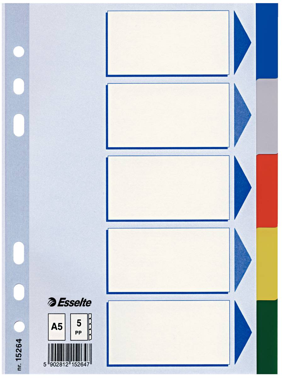 Intercalare Neutro in PPL Esselte - A5 - 5 Tasti - 15264 (Multicolore)-2