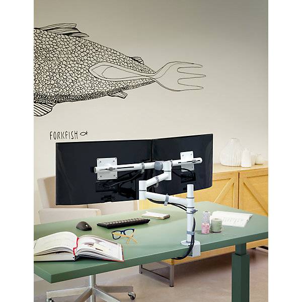 Dataflex Viewgo braccio porta monitor - scrivania 130 (Dataflex Viewgo dual monitor arm - white - desk clamp and bolt th-4