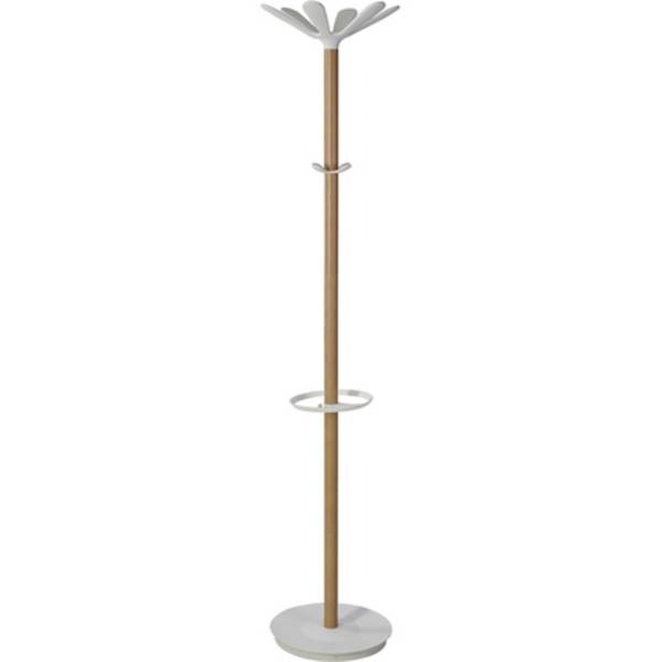 Appendiabiti da Terra con Portaombrelli Naho Alba - 6 Posti - 175 cm - PMNAHOW BC (Grigio e Legno)