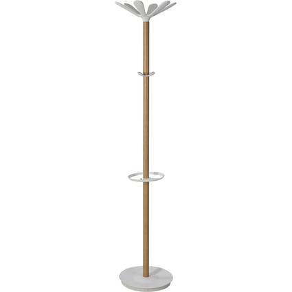 Appendiabiti da Terra con Portaombrelli Naho Alba - 6 Posti - 175 cm - PMNAHOW BC (Grigio e Legno)-0