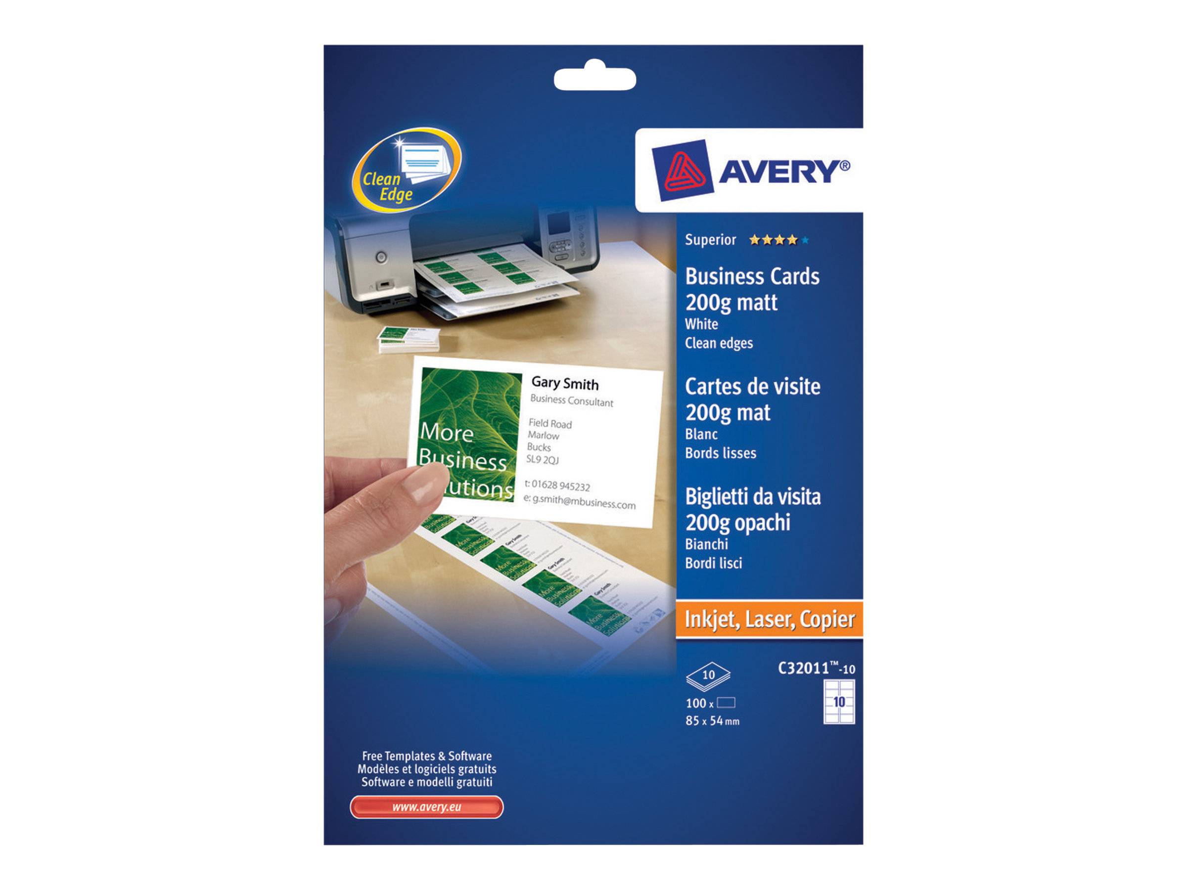 Avery Purpose formano biglietti da visita 200 g/m² Matt bianco-0