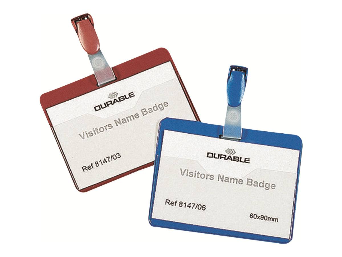 DURABLE Namensschild 60x90mm mit Clip teildeckend 1 Pg. à 25 Stück 810606-4