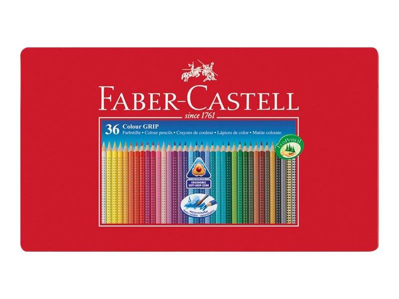 Matite Colorate Colour Grip Faber Castell - Astuccio Metallo - 112435 (Assortiti Conf. 36)-0