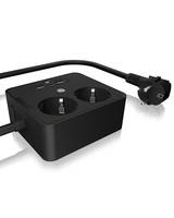ICY BOX IB-MPS2220B-CH Doppelsteckdose mit USB Ladegeraet fuer Tisch oder Wandmontage integrierte rueckstellbare Sicheru-1