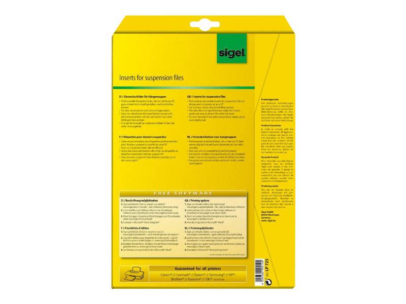 Sigel LP725 - Aktenetiketten - alle Farben, sortiert - 58 x 18 mm - 185 g/m2 - 180 Karte(n) (4 Bogen x 45) (LP725)-2