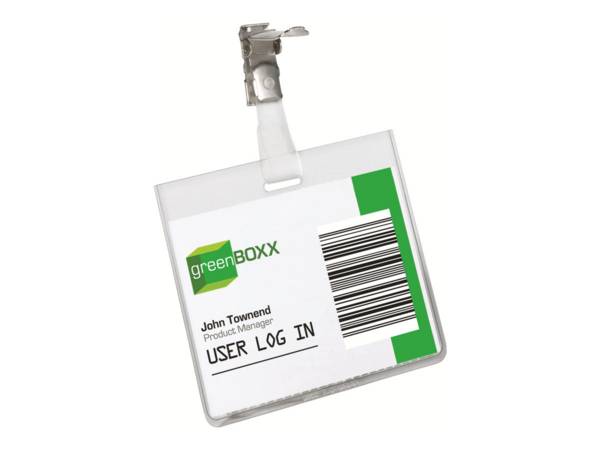 Badge in PVC con Clip in Metallo Durable - 6x9 cm - 8603-19 (Trasparente Conf. 5)