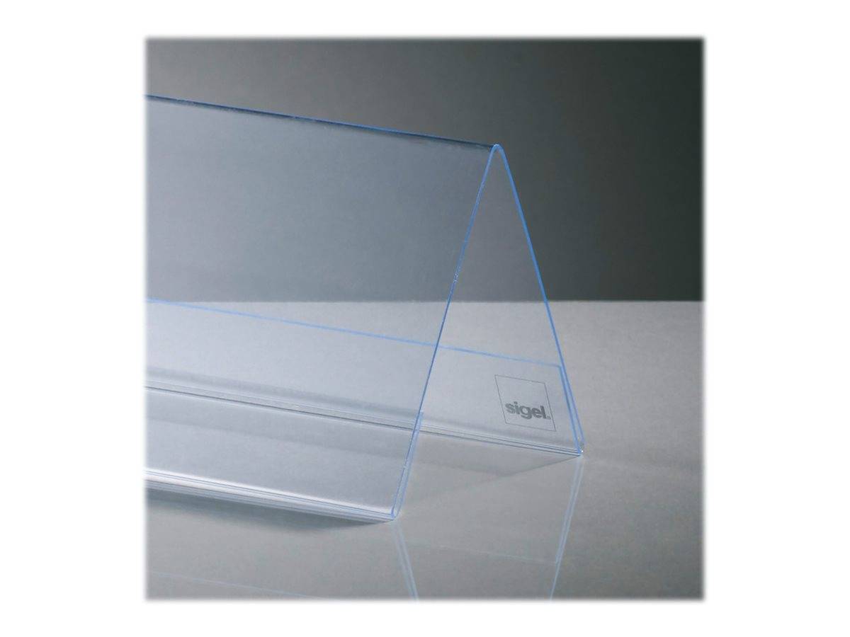 sigel Tischaufsteller, Hartplastik, 190 x 60 mm, Dachform glasklar, beidseitige Präsentation (TA132)-2