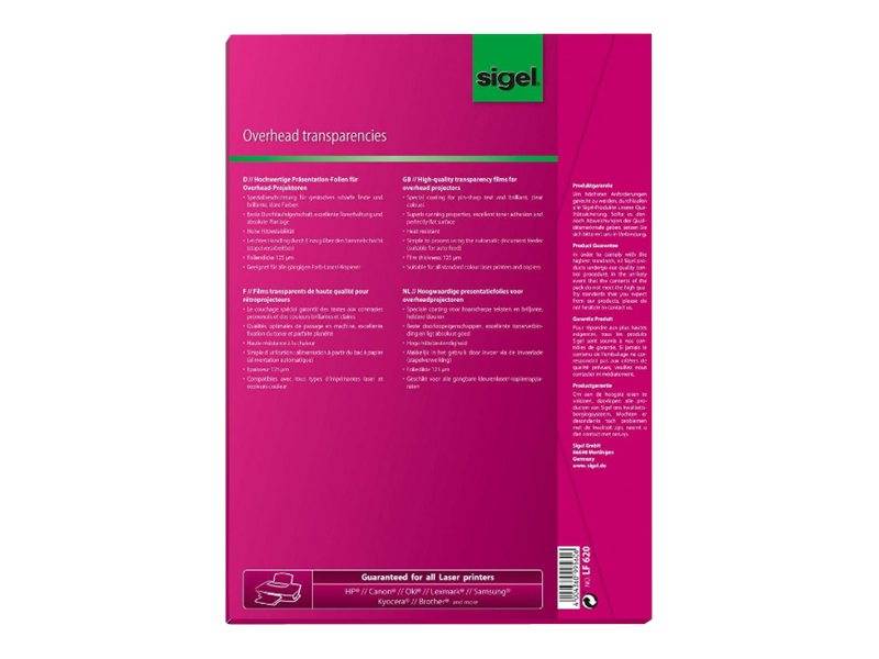 Sigel LF620 - Doppelseitige Overheadfolie - 125 Mikron - durchsichtig - A4 (210 x 297 mm) - 50 Blatt (LF620)-1