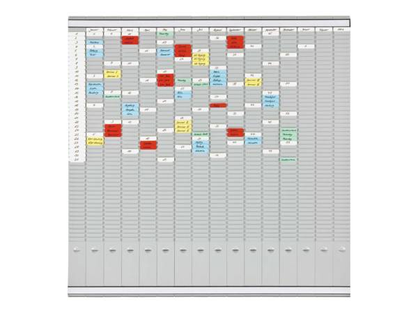 FRANKEN T-Kartentafel Universal Planer, 1.008 x 1.008 mm 16 Träger, Größe 2 à 50 Schlitze, Planer grau, Rahmen aus - 1 S