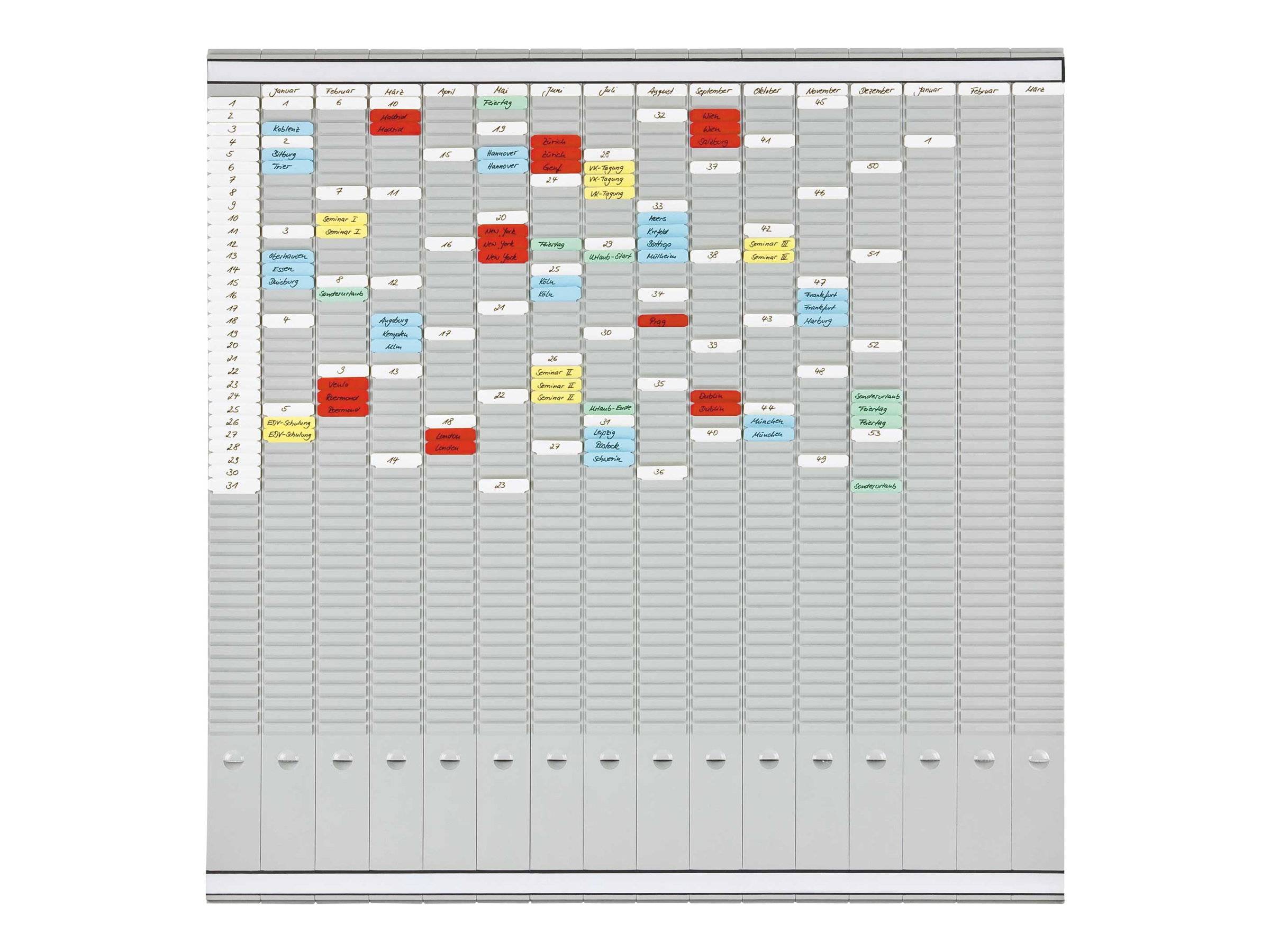FRANKEN T-Kartentafel Universal Planer, 1.008 x 1.008 mm 16 Träger, Größe 2 à 50 Schlitze, Planer grau, Rahmen aus - 1 S-0