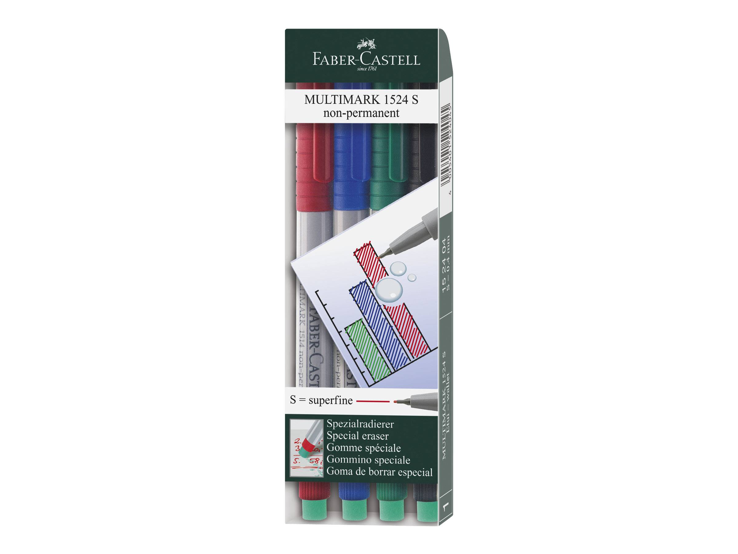 Pennarelli FABER-CASTELL Multimark 1524 S non permanente 0,4 mm multicolore-1