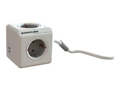 Allocacoc 1406GY/DEEUPC DuoUSB Extended DE - 4 fach Steckdosenverteiler mit 2,1 A USB Ladestrom-0