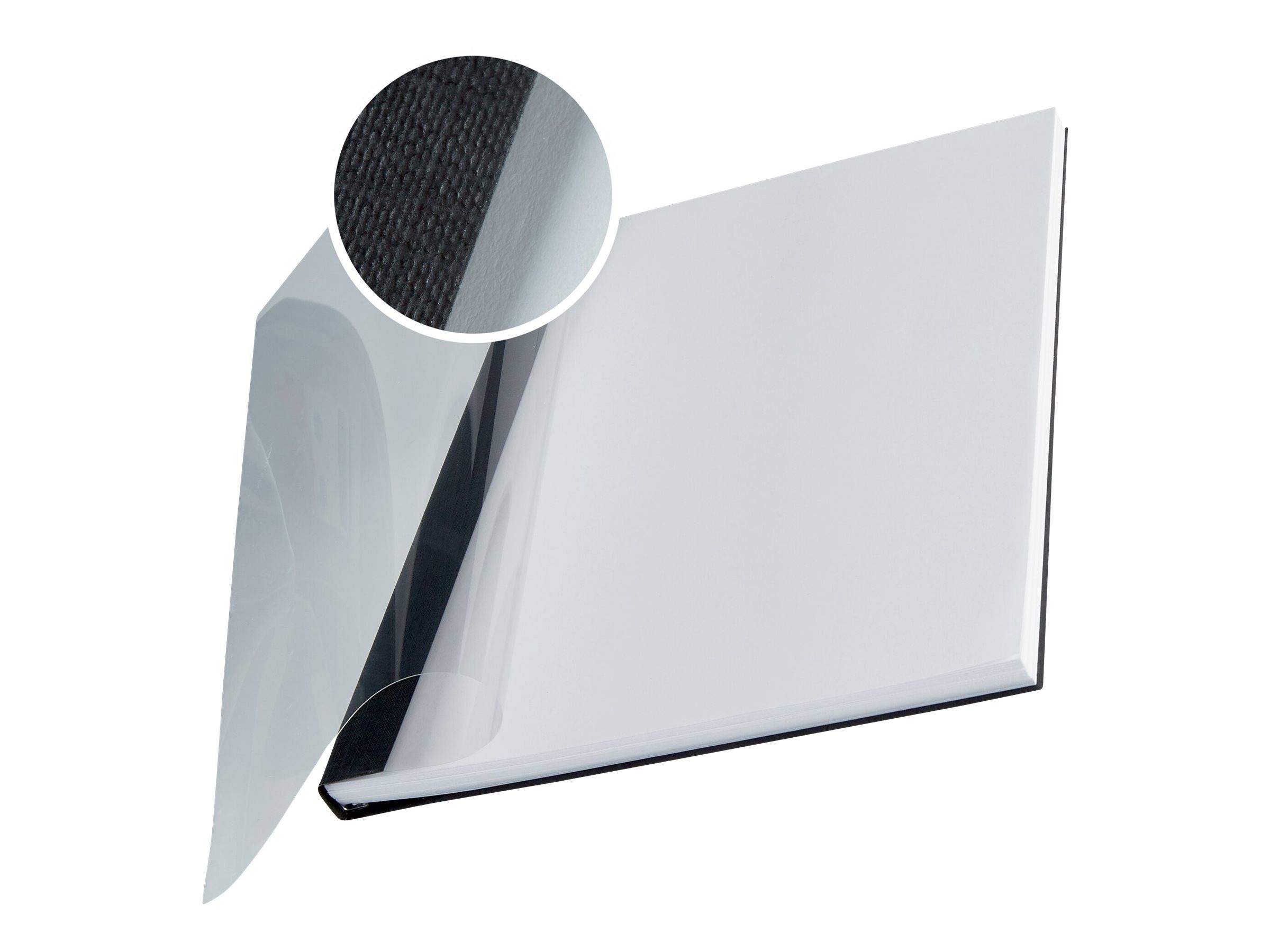 Leitz impressBIND cartellina con fermafoglio Cartoncino, Polietilene tereftalato (PET) Nero, Trasparente-0