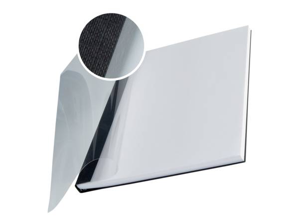 Leitz impressBIND cartellina con fermafoglio Cartoncino, Polietilene tereftalato (PET) Nero, Trasparente