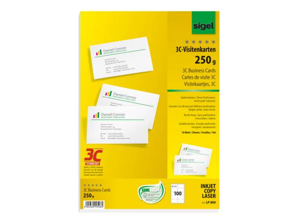 Biglietti da visita di Sigel 250 g/m² Satinato alto bianco