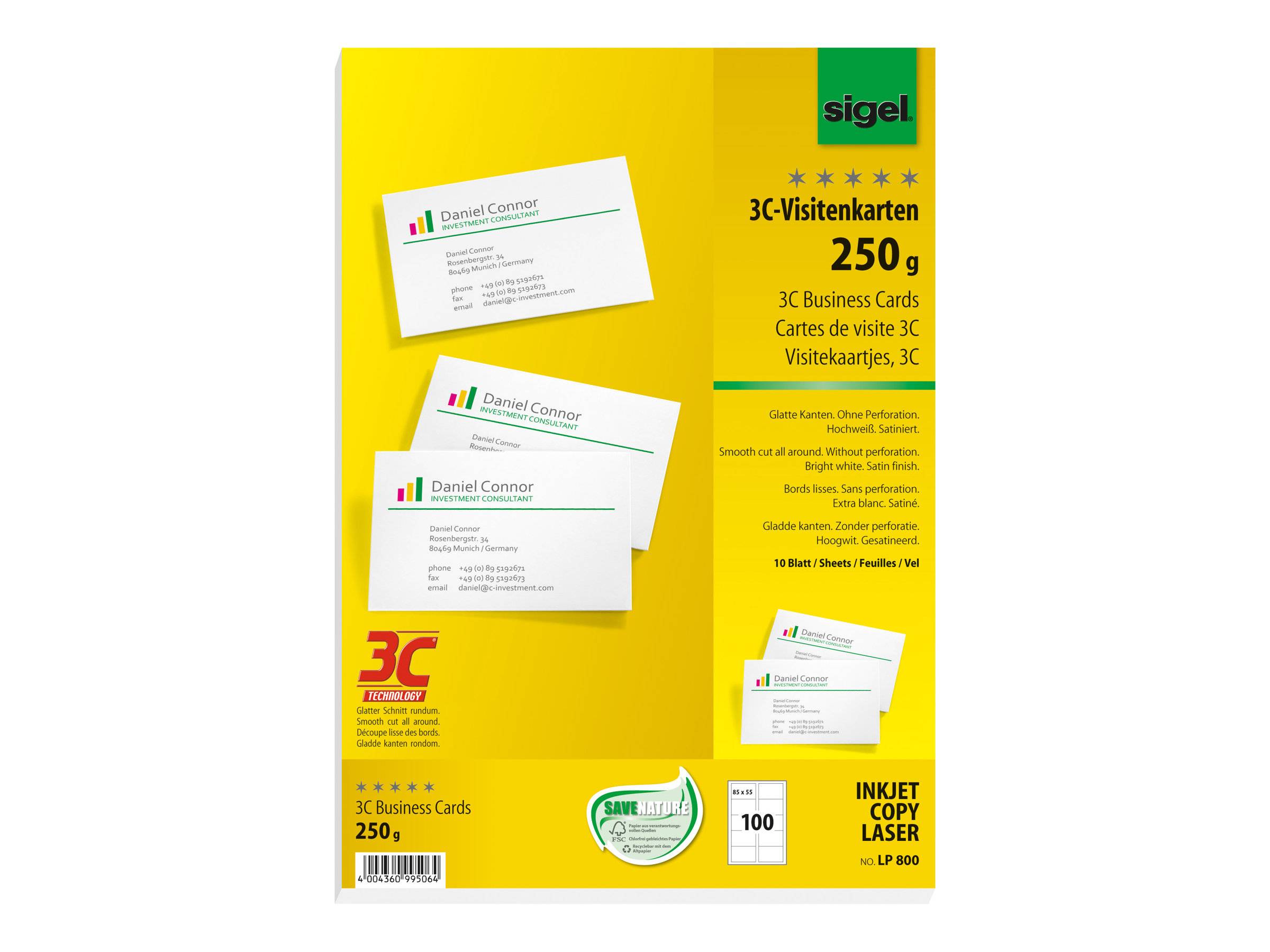 Biglietti da visita di Sigel 250 g/m² Satinato alto bianco-0