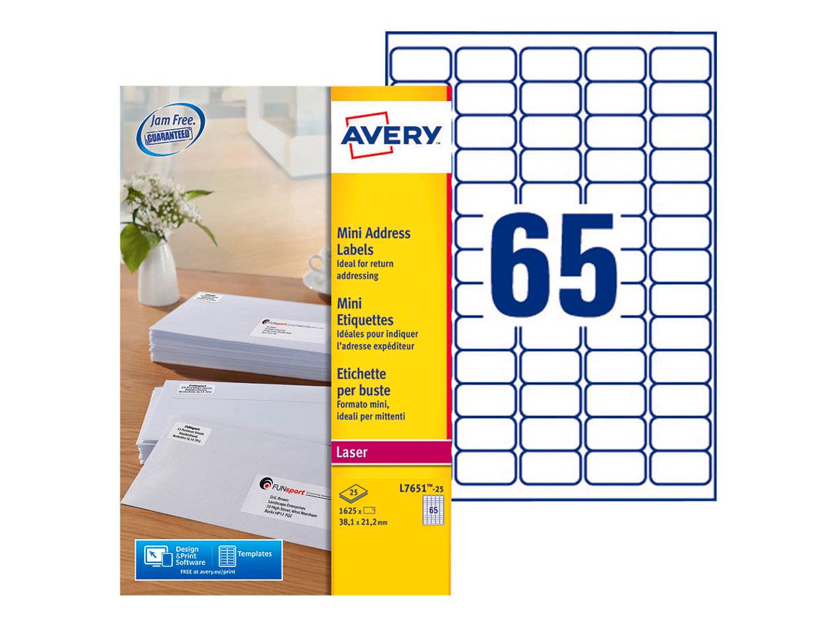 Etichette per indirizzi AVERY Zweckform L7651-25 38,1 x 21,2 mm bianco-0