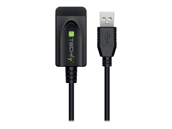 TECHLY Cavo Prolunga Attivo Extender USB Hi Speed Estensore di Segnale 20m Nero Nero 20 m