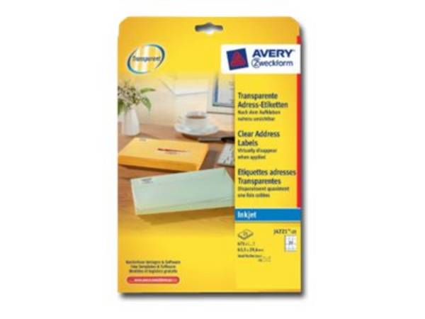 Etichette per indirizzi AVERY Zweckform etichetta inkjet 63,5 x 29,6 mm trasparente