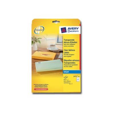 Etichette per indirizzi AVERY Zweckform etichetta inkjet 63,5 x 29,6 mm trasparente-0
