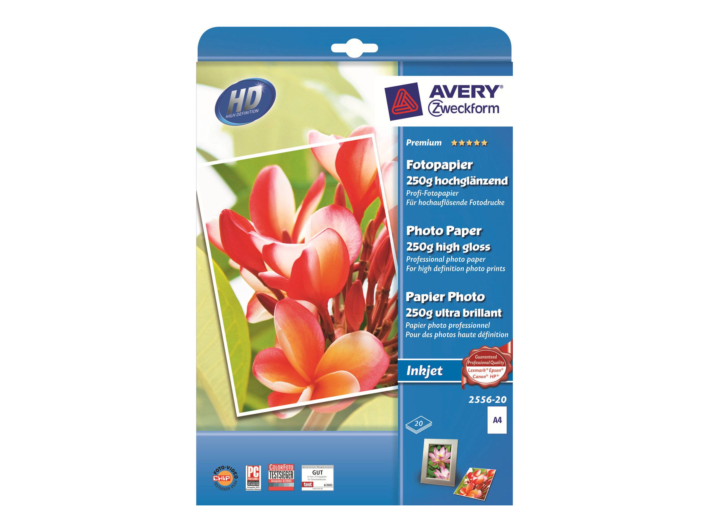 Carta fotografica AVERY Zweckform Premium Inkjet DIN A4 lucida 250 g/mÃ‚Â²-0