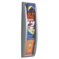 Espositore da parete Quick Fit System - 5 tasche 1/3 A4 - grigio - Paperflow-1