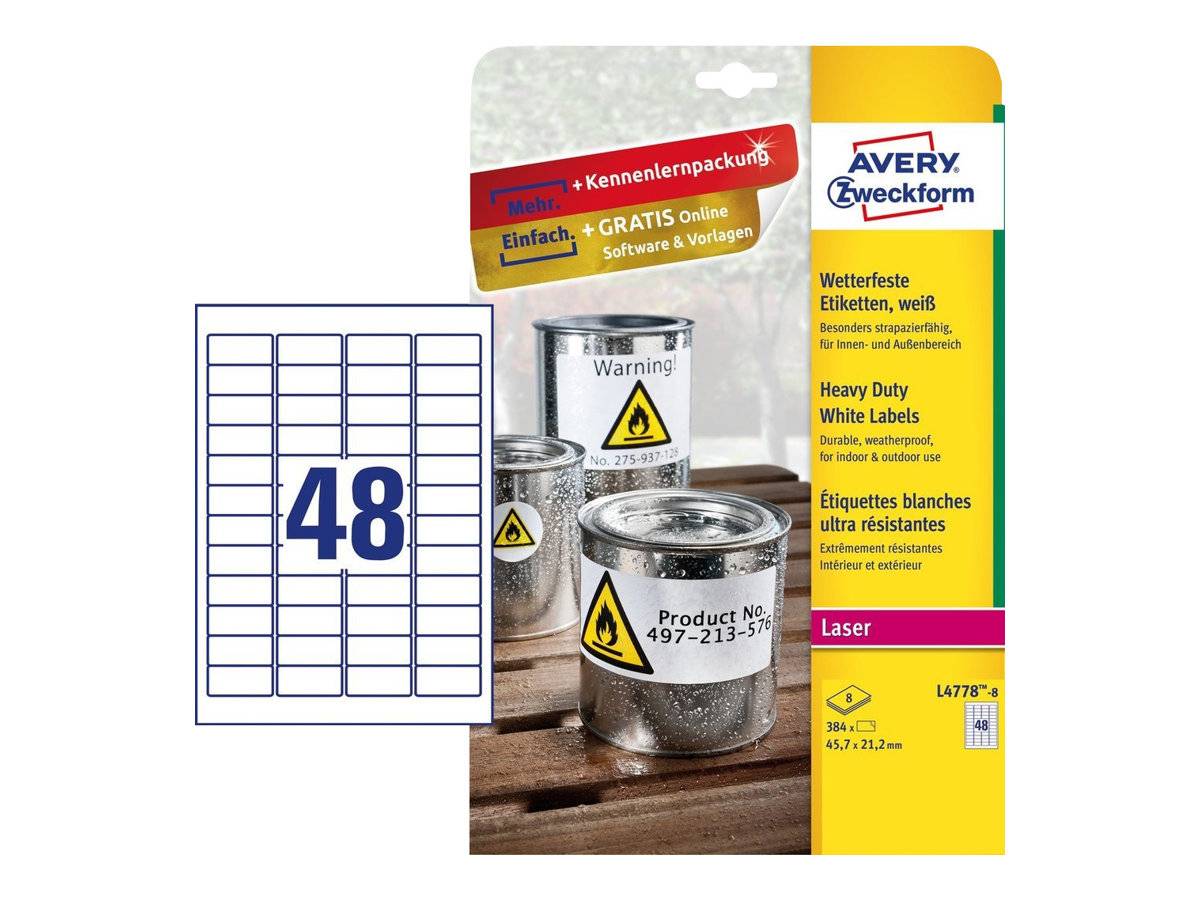 Etichette resistenti alle intemperie AVERY Zweckform 45,7 x 21,2 mm bianche-0