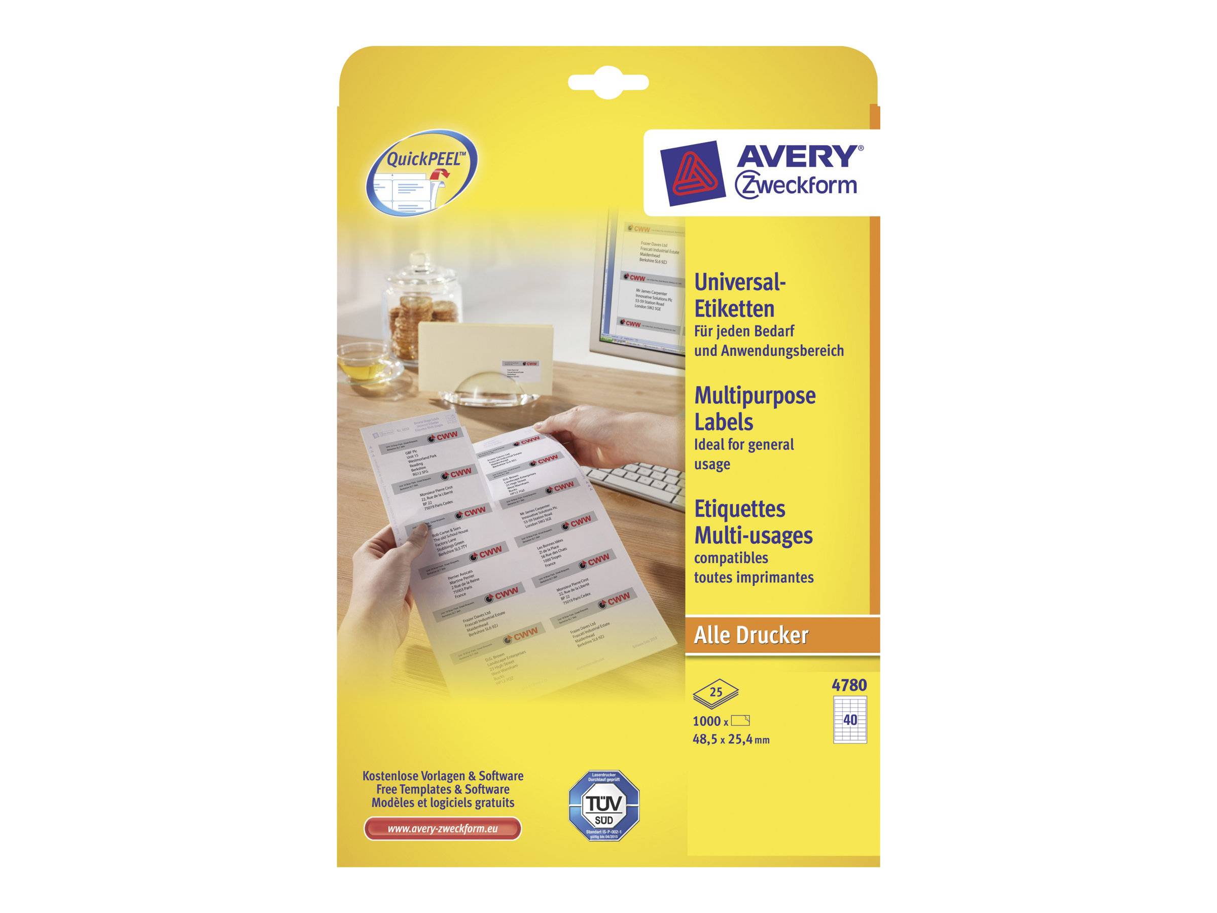 Avery - Etiketten - weiß - A4 (210 x 297 mm) - 25 Stck. (4780)