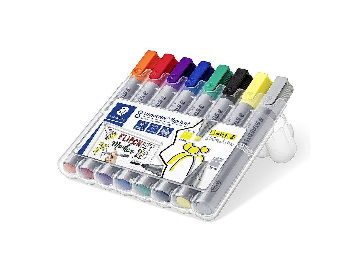 STAEDTLER Lumocolor Flipchart-Marker 356/356B, 8er Etui nachfüllbar, DRY SAFE, auswaschbar, blockierte Spitze, - 1 Stück-1