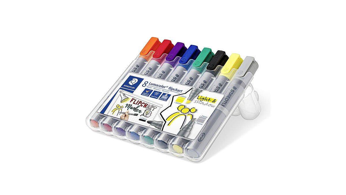 STAEDTLER Lumocolor Flipchart-Marker 356/356B, 8er Etui nachfüllbar, DRY SAFE, auswaschbar, blockierte Spitze, - 1 Stück-2