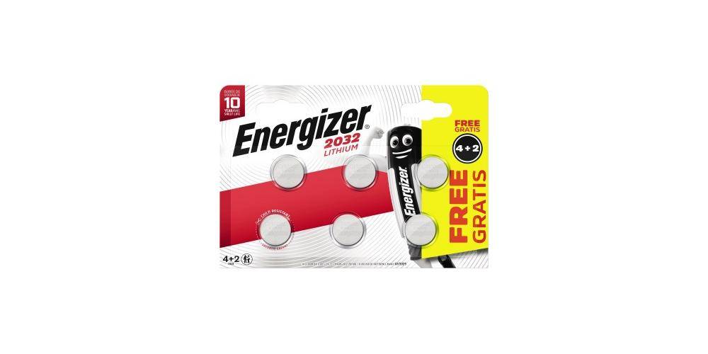 Energizer Knopfzelle 2032 Lithium E302275000 4+2 St./Pack. (E302275000)-0