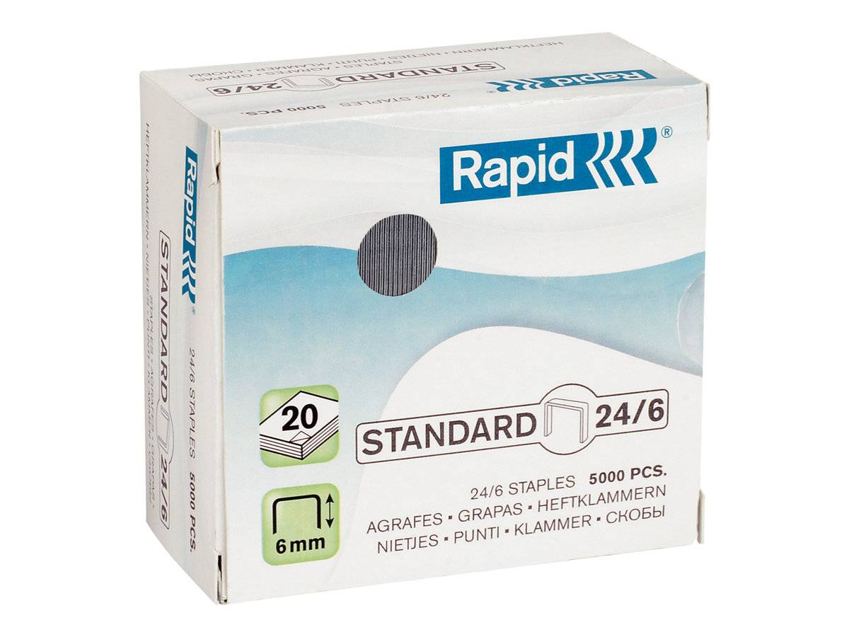 Scatola Rapid Confort da 5000 Graffette 24/6 - Fino a 20 Fogli - Filo Flessibile - Perno 6mm