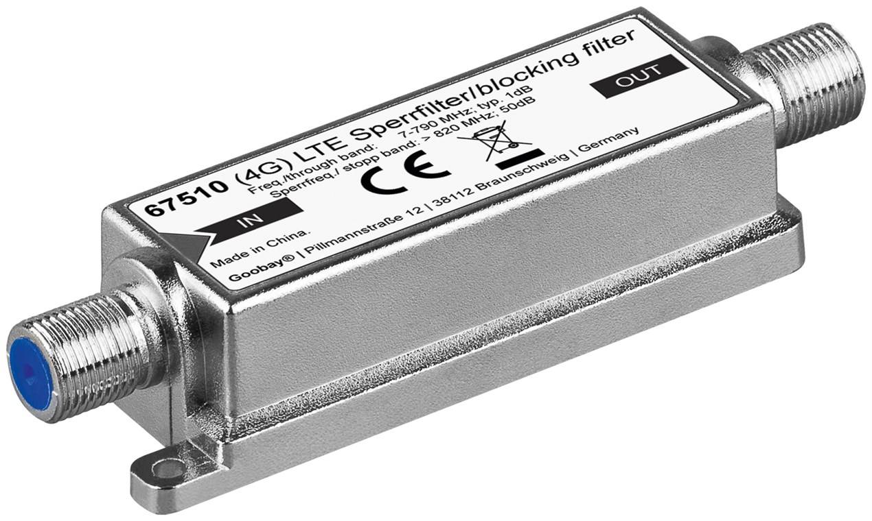 Goobay Filtro di blocco LTE/4G, presa F a presa F Presa F per una ricezione DVB-T / DVB-T2 HD senza interferenze-1