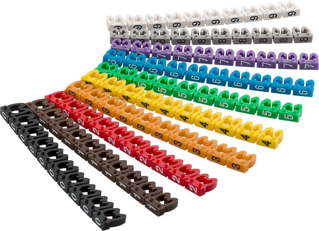 Segnacavo colorato con numeri ''0-9'' per cavi da 4.0mmq-0