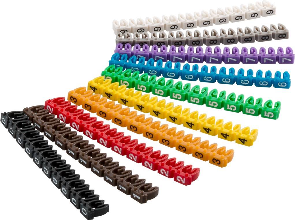 Segnacavo colorato con numeri ''0-9'' per cavi da 2.5mm-0