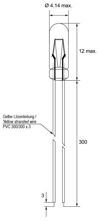 Goobay Lampadina subminiatura T1¼ precablata, 1,1 W 1.1 W giallo0,3 m cavo, 14 V (DC), 80 mA-1