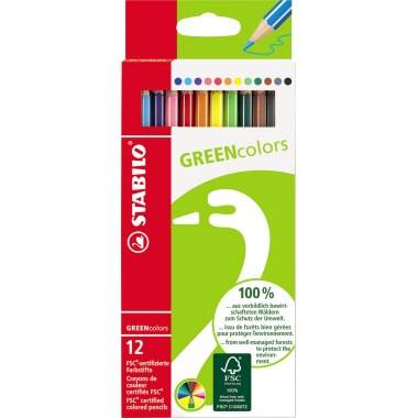 Matite colorate STABILO Greencolors, 12 multicolori-0