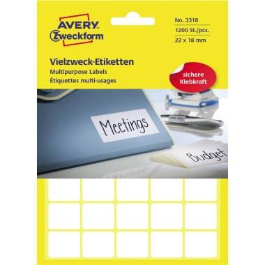 AVERY Nutzform etichette multiuso etichetta multiuso.22x18 bianco 22,0 x 18,0 mm bianco
