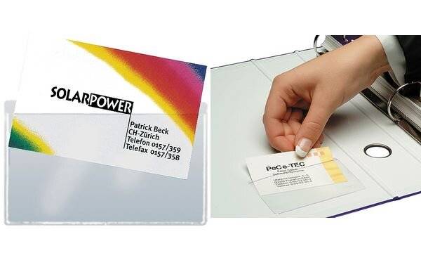 sigel Visitenkarten-Taschen, aus PP, selbstklebend, glasklar für Karten bis 90 x 55 mm, mit Selbstklebe-Rückseite (VZ115-1