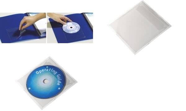 Selbstklebende CD-Tasche mit Klappe aus PP-Folie. Ideal zur sicheren Aufbewahrung von CDs und DVDs auf Präsentationsunte-9