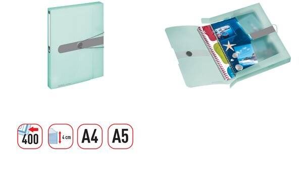 Scatola portadocumenti Herlitz 4 cm DIN A4 trasparente menta-2