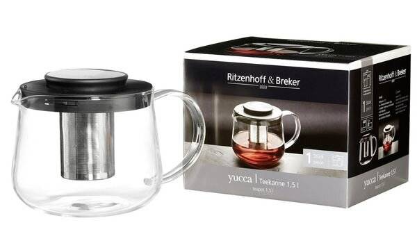 Ritzenhoff & Breker Yucca Einzelne Teekanne 1500 ml Schwarz - Transparent (156713)-1
