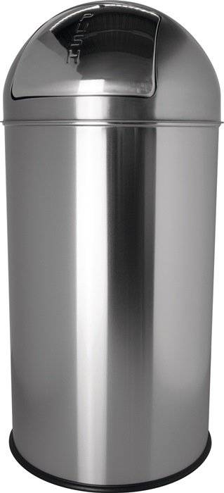 helit Abfallbehälter mit Push-Einwurfklappe, 50 Liter silber, rund, Edelstahl-Abfallbehälter, mit verzinktem (H2401400)-3