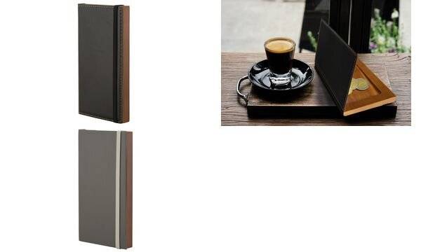 Portaconto in Legno Securit - 18,4x10,4x2 cm - Pelle - MC-DBBP-BL (Nero)-1