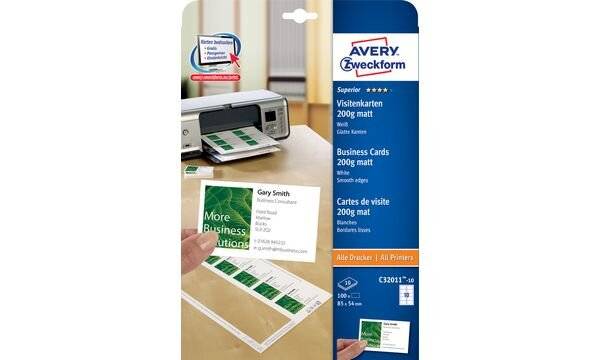 Avery Purpose formano biglietti da visita 200 g/m² Matt bianco-3
