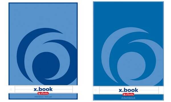 herlitz Arbeitsblock X-Book DIN A4, 50 Blatt, kariert mit Rand, 70 g-qm, holzfrei, FSC-Zertifiziert, 4-fach - 5 Stück (2-0