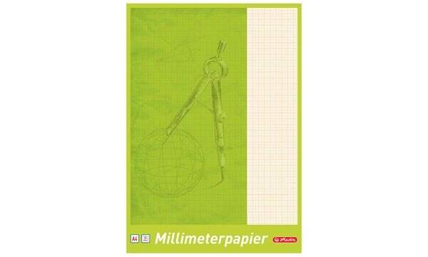 herlitz Millimeterpapier-Block DIN A3, 80 g/qm, 20 Blatt Lineatur: rot, holzfrei, mit 1 mm Teilung, verstärkte (690305)-1